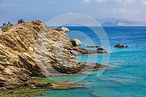 View of the coast of the island of Folegandros, Greece