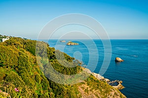 View of coast and sea in Torquay, South Devon