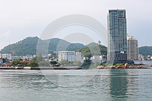 view coastal area of Sriracha city in chonburi.