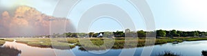 View of coastal marsh in the Low Country near Charleston SC at sunset