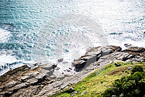 View of the coastline Cornwall UK