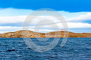 View of the coastline, Isla Magdalena, Patagonia, Chile. Copy space for text