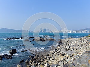 View of the coastline in Busan South Korea.
