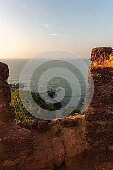 view of the coastline and seascape from Cabo de Rama fort