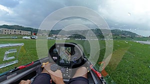 View from the cockpit of a mini airplane