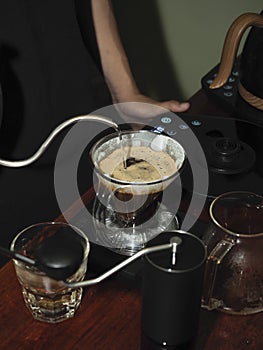 View of coffee V60 Method