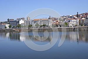 View of Coimbra city by Mondego river at Central district in Portugal