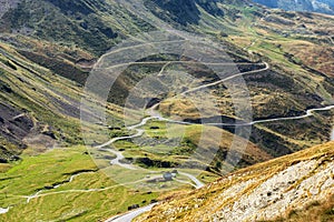 View of Col du Tourmalet in pyrenees mountains