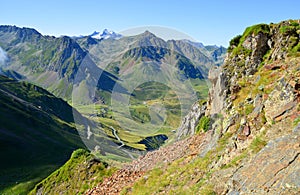 View from the Col du Tourmalet in Pyrenees mountains. France. photo
