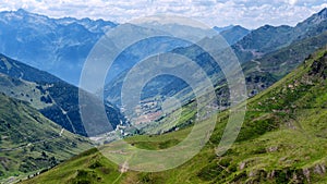 View of Col du Tourmalet in pyrenees mountains