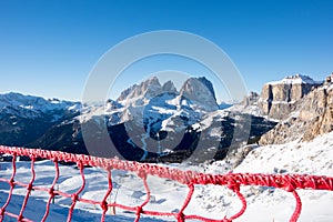 View of Col Rodella Sasso Piatto and Sassolungo, Canazei, Italy photo