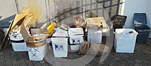 View of a collection for the differentiated disposal of paper and cardboard