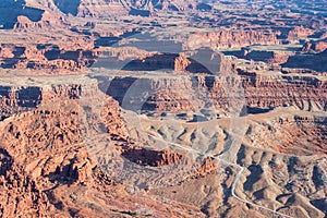 View of Colorado River and Canyonlands National Park from Grand View Point Overlook Utah USA