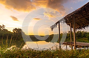 View of Colorful dramatic sky sunset or sunrise with clouds background