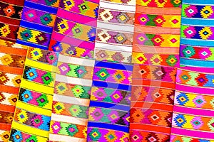 View on colorful fabrics on market in Chichicastenango