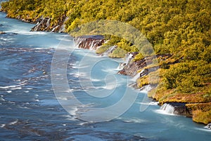 View of Hraunfossar Waterfall, Iceland