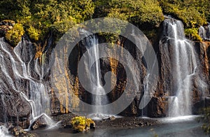 View of Hraunfossar Waterfall, Iceland