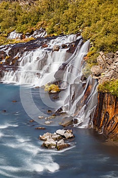 View of Hraunfossar Waterfall, Iceland