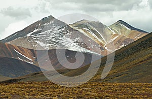 View of colorful mountains in Sico Pass, Chile photo