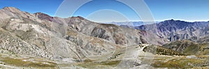 View of colorful mountains from the way to Ganda La Pass, Ladakh, India