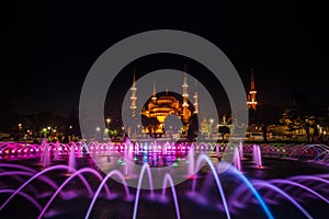 View of colorful night view of the Blue Mosque . Istanbul. Turkey.