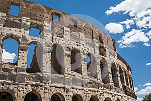 View of Colosseum in Rome with blue sky Italy, Europe.