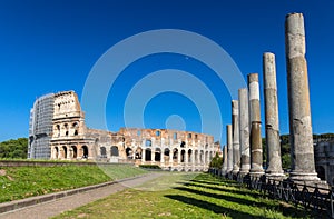 View of Colosseum from Temple of Venus and Roma