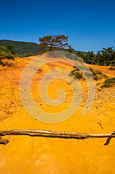 View of the Colourful Ochres of the French Provencal Colorado in Rustrel France