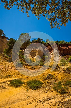 View of the Colourful Ochres of the French Provencal Colorado in Rustrel France