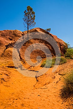 View of the Colourful Ochres of the French Provencal Colorado in Rustrel France