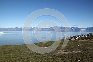 View of the community of Pond Inlet and Lancaster Sound, Northwest Passage, Nunavut