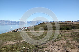 View of the community of Pond Inlet and Lancaster Sound, Northwest Passage, Nunavut