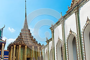 View of complex of Temple of Emerald Buddha in Bangkok