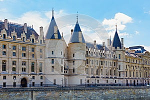 View of the Conciergerie castle in Paris, France.