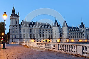 View of the Conciergerie, which is a former courthouse and prison in Paris, France.