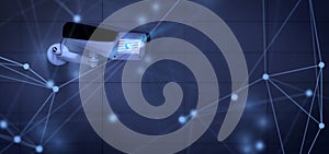 Conncetion over a security cctv camera system - 3d rendering