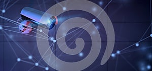 Conncetion over a security cctv camera system - 3d rendering