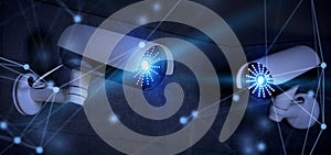 Conncetion over a security cctv camera system - 3d rendering