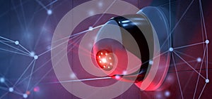 Conncetion over a security cctv camera system - 3d rendering