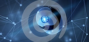 Conncetion over a security cctv camera system - 3d rendering