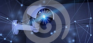Conncetion over a security cctv camera system - 3d rendering