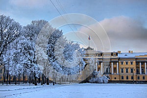 View of the Constitutional Court building in winter