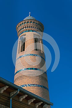 View on the construction of Mir-i-Arab mosque in Tashkent, Uzbekistan