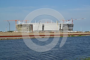 View of construction of stadium for holding games of the FIFA World Cup of 2018. Kaliningrad, on June 10, 2017