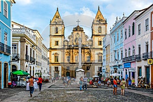 View of the Convent and Church of SÃÂ£o Francisco in the historic area of Pelourinho. Salvador, Bahia, Brazil