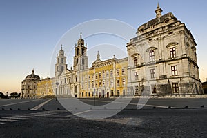 View of the Convent of Mafra at sunset in Mafra, Portugal photo