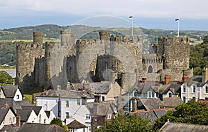 A View of Conwy Castle Rising Above the Rooftops of Conwy, Wales, GB, UK