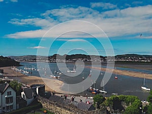 View of Conwy city and river from the castle