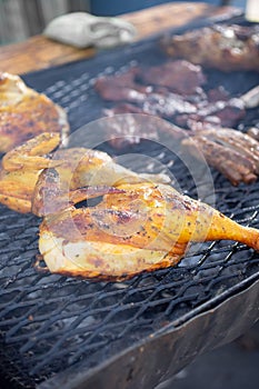 pollo asado on the grill photo