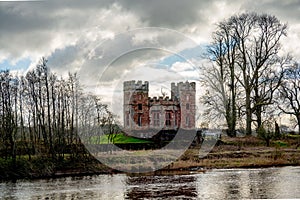 View of Coop house on the riverbank of Esk on a cloudy autumn day